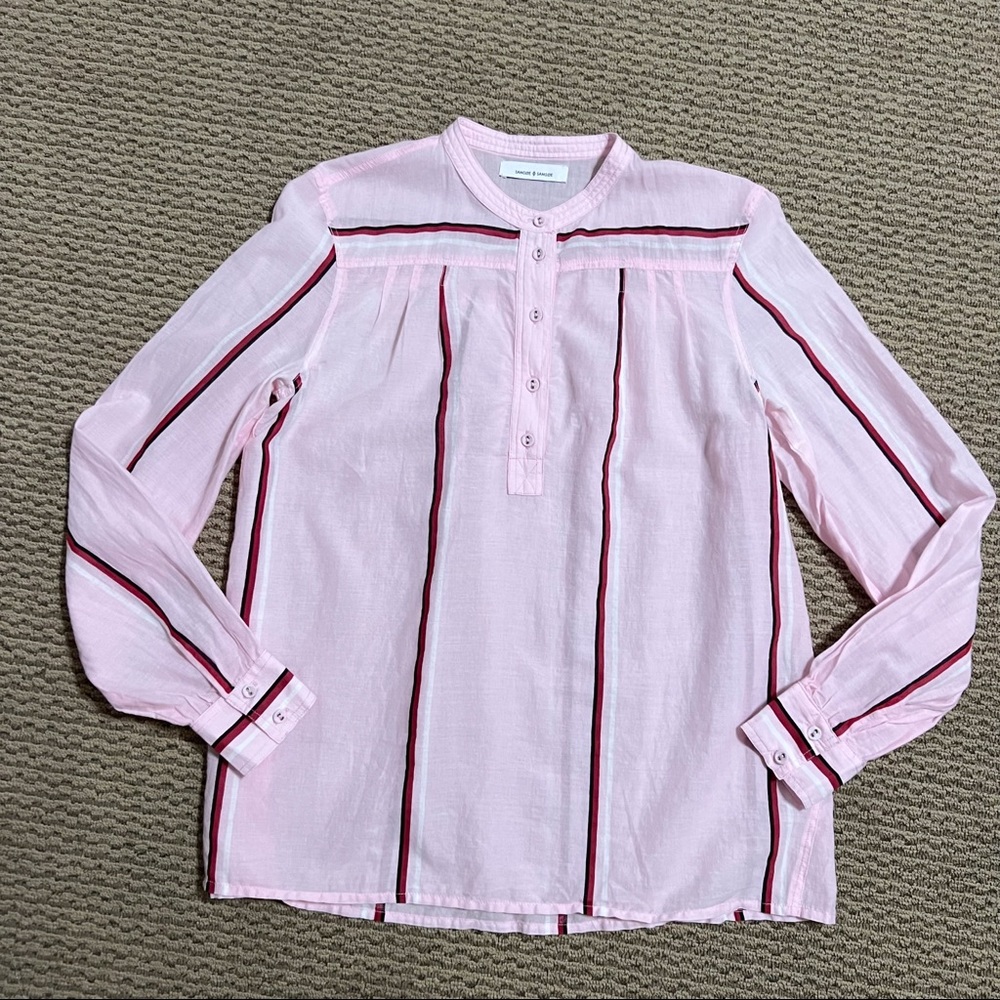 Samsoe‎ Samsoe Striped Mandarin Collared Blouse